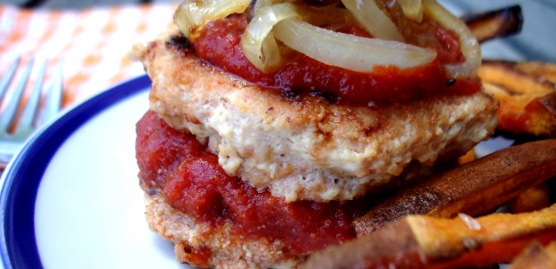 Leftovers: BBQ Chicken Burgers with Crispy Sweet Potato Fries