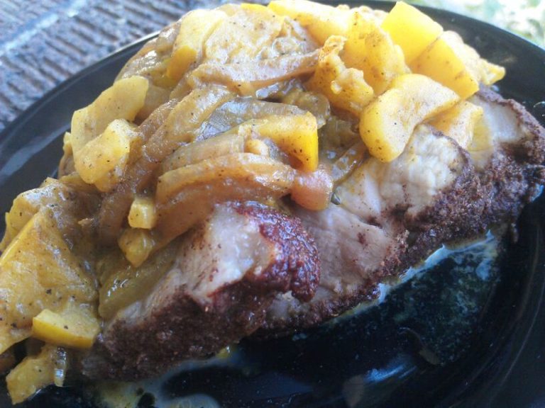 Pork Chops with Chunky Sweet Curried Sauce PaleOMG