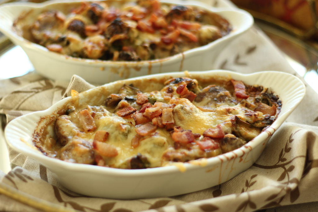 Thanksgiving Brussels Sprouts and Mushroom Gratin PaleOMG