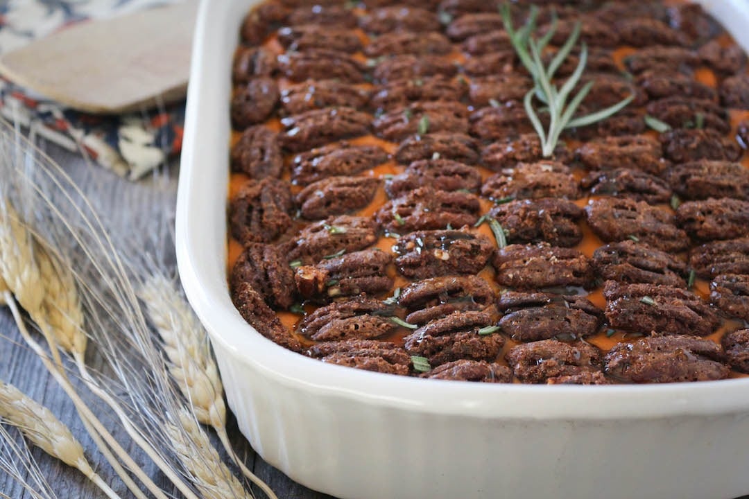 Thanksgiving Maple Rosemary Whipped Yams Topped With Cinnamon