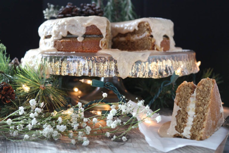 Eggnog Glazed Gingerbread Cake PaleOMG