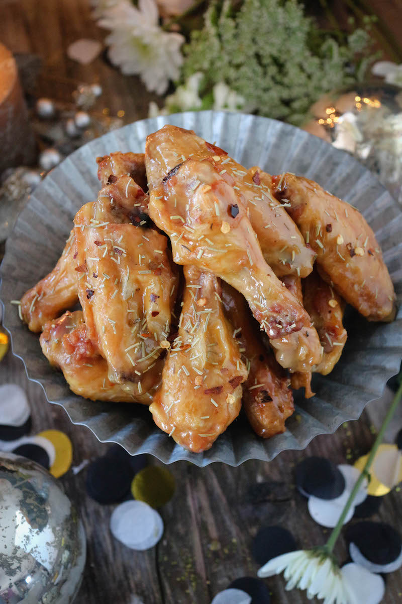 New Year's Eve Rosemary Honey Mustard Chicken Wings - PaleOMG