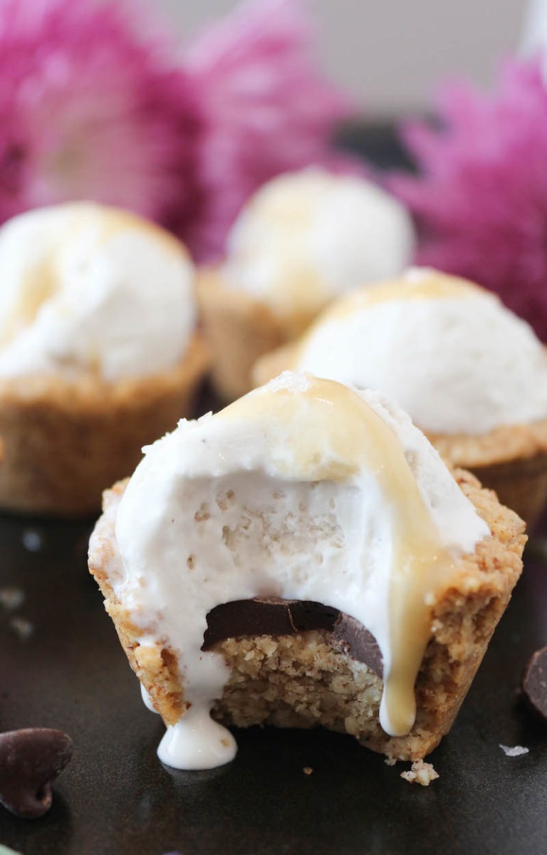 Salted Caramel Cookie Ice Cream Cups PaleOMG