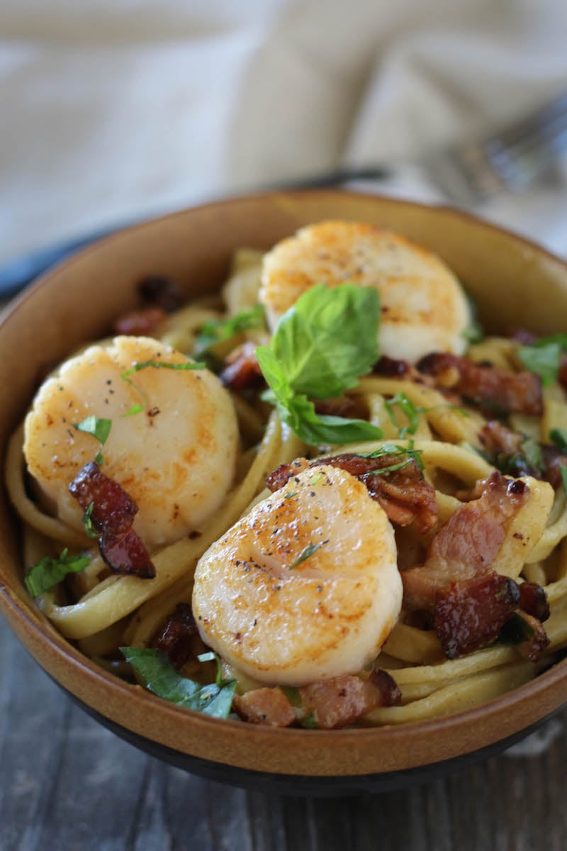Lemon Basil Seared Scallop Pasta