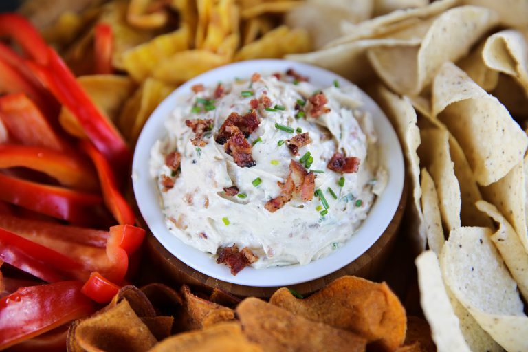 Caramelized Onion Bacon Cream Cheese Dip (+cooking video) PaleOMG
