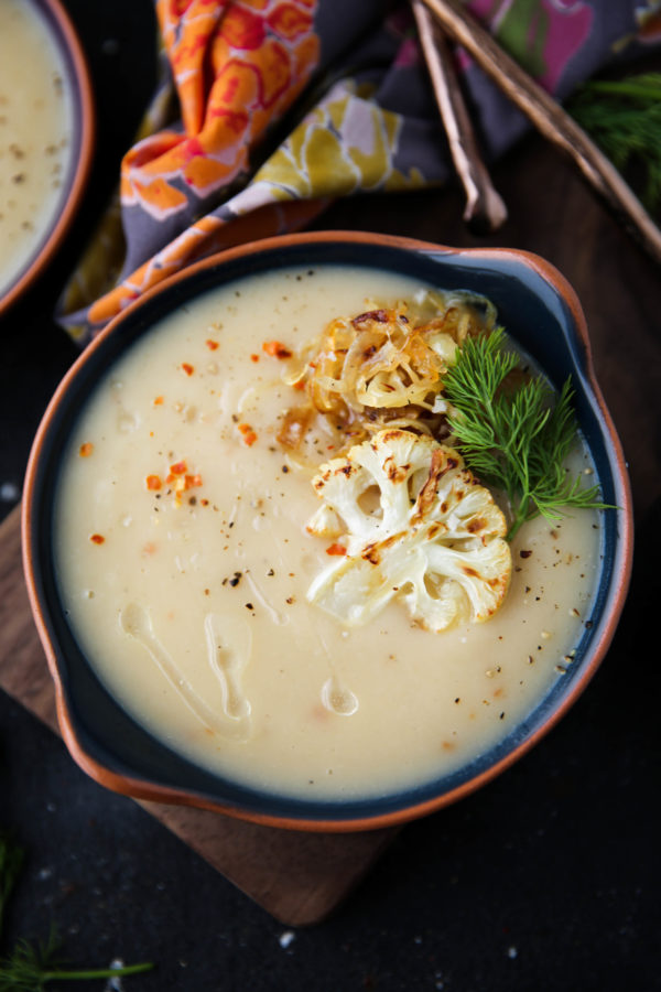 Roasted Garlic Cauliflower Soup PaleOMG