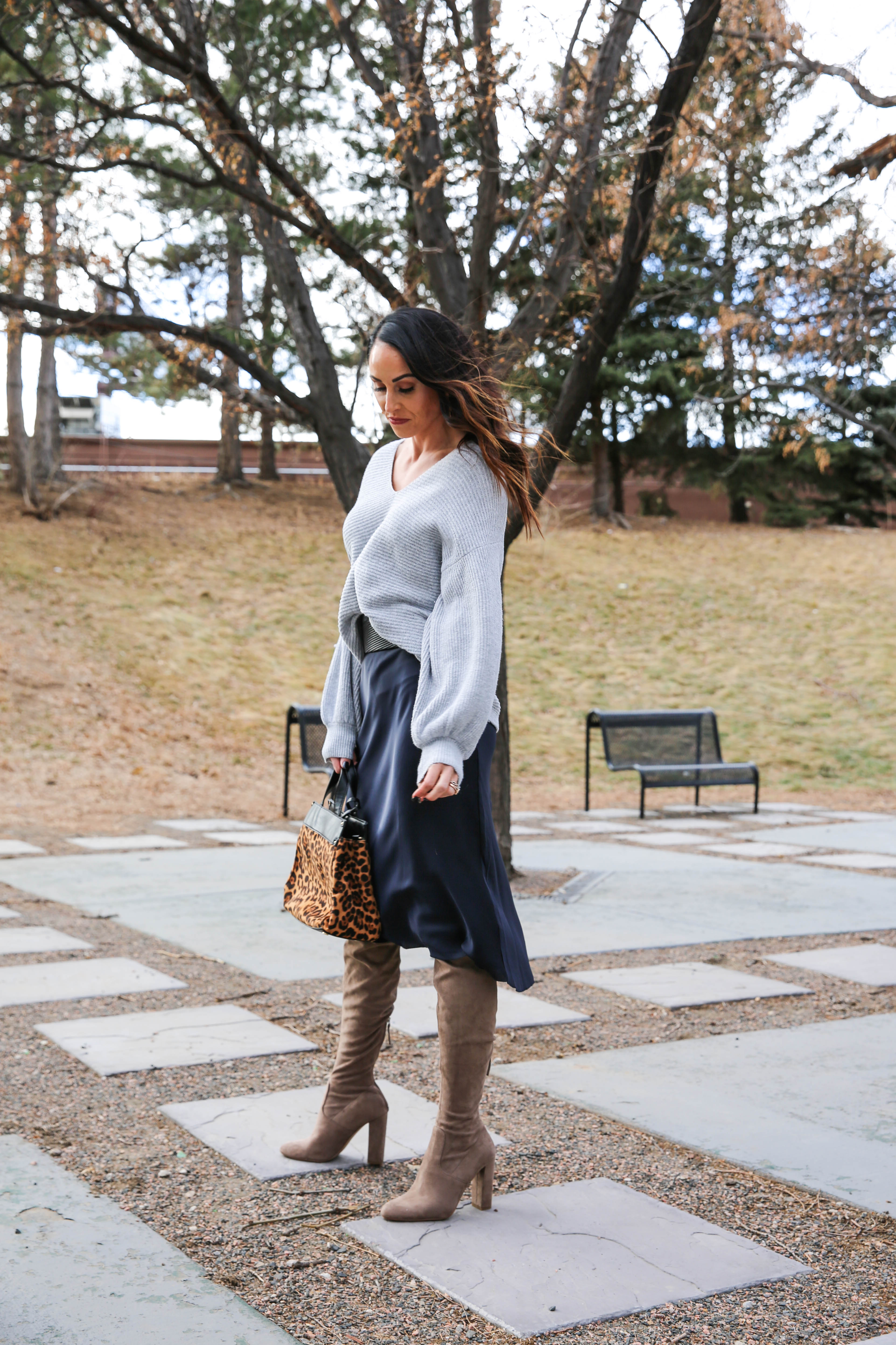 How to Style a Slip Skirt with Boots for Winter