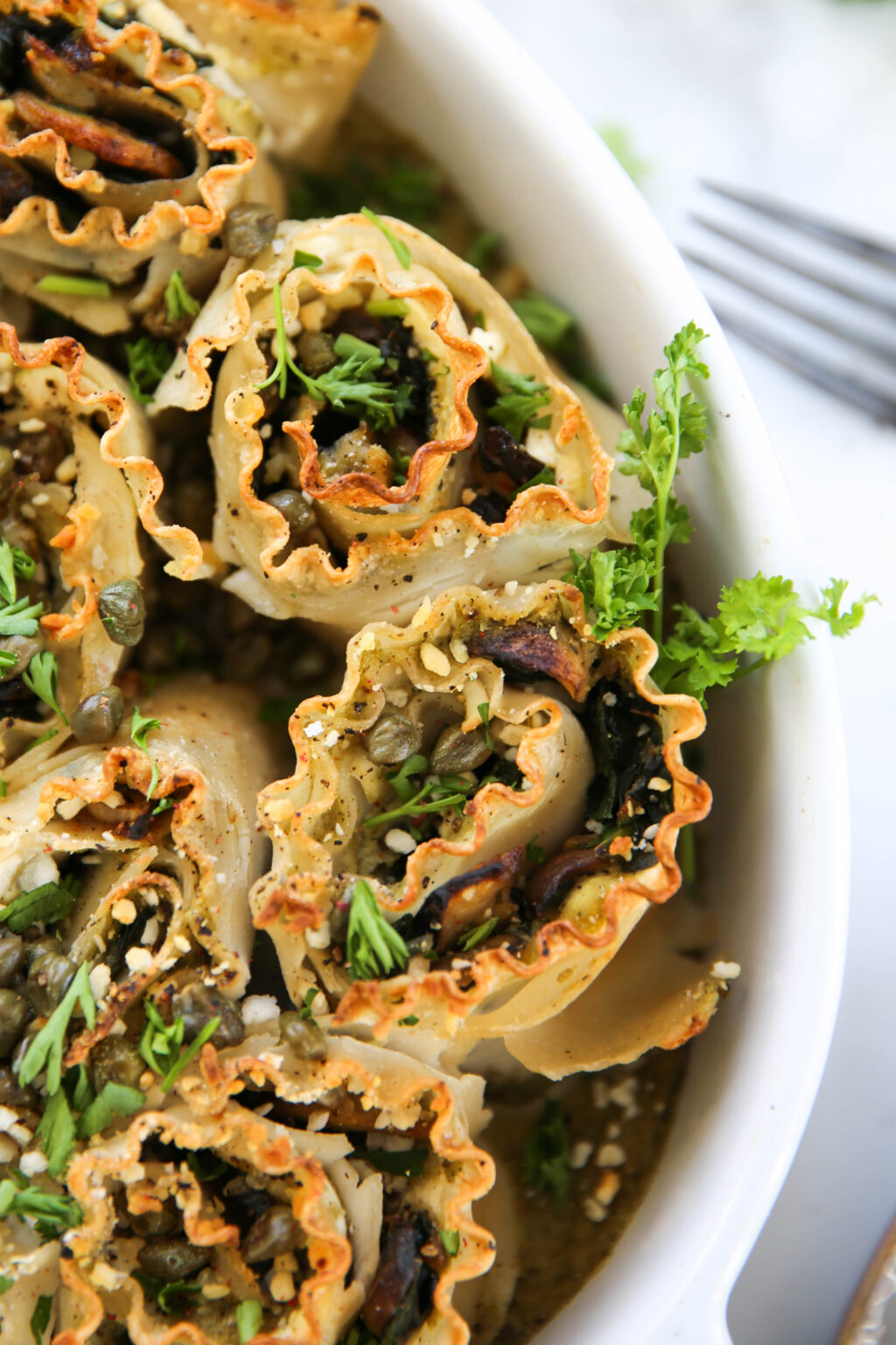 Alfredo Mushroom & Spinach Lasagna Roll Ups PaleOMG