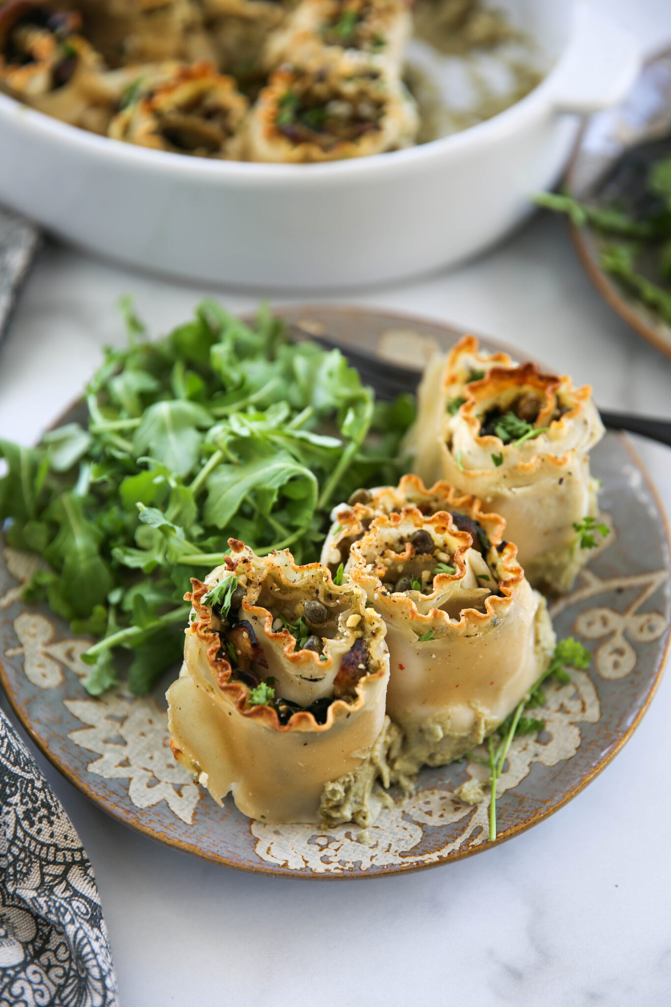 Alfredo Mushroom & Spinach Lasagna Roll Ups PaleOMG